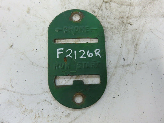 F2126R John Deere Pony Motor Control Plate For 70, 720, 730