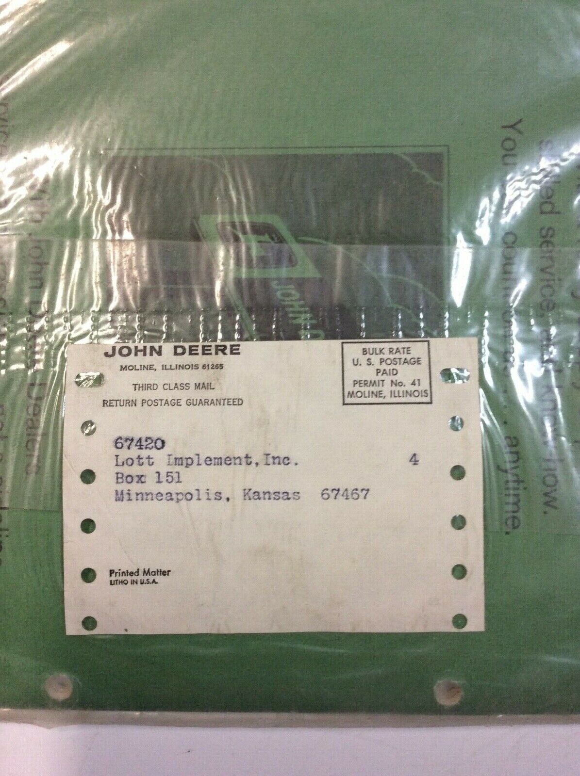 OML27359 John Deere NOS Operators Manual For 820